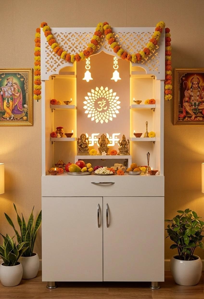 Space Saving Modern Mandir Design