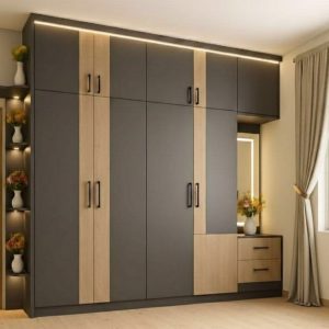 7x9 Ft Modern Plywood Wardrobe with Dressing Table